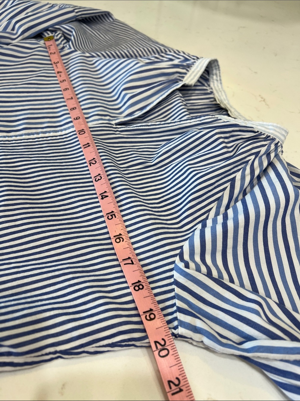 Free Assembly Blue White Stripe 100% Cotton Peplum Blouse Medium - Picture 7 of 8
